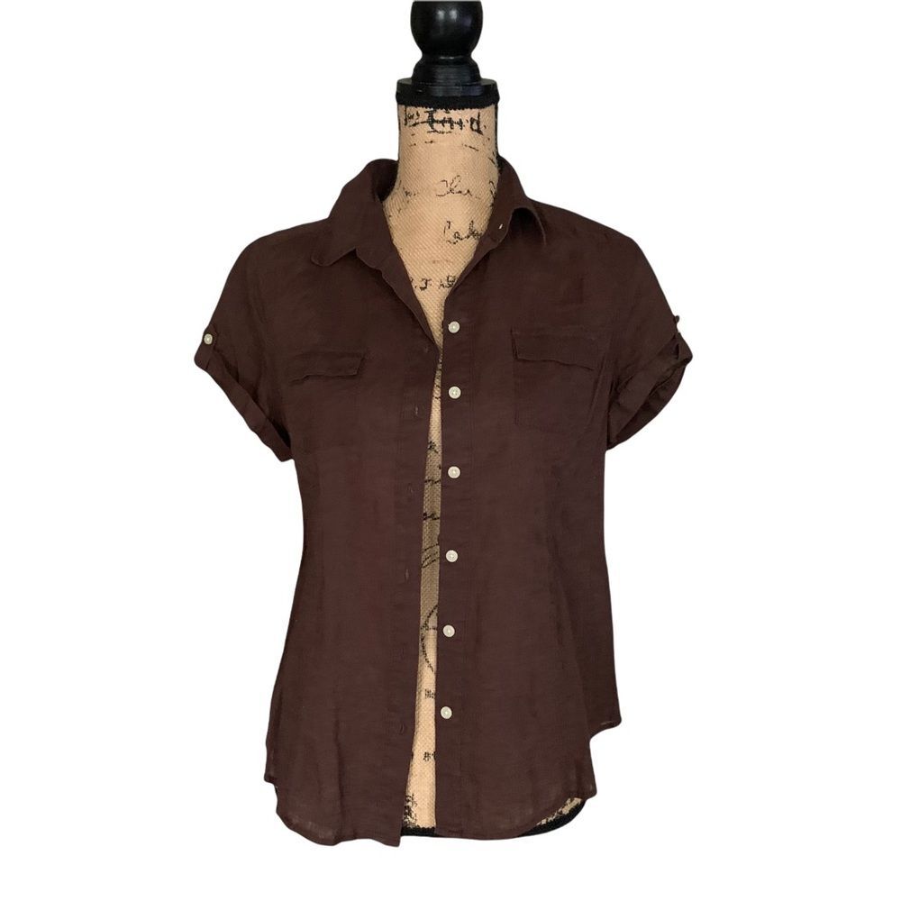 Old Navy Button-Up Collared Roll-Up Short Sleeves… - image 1